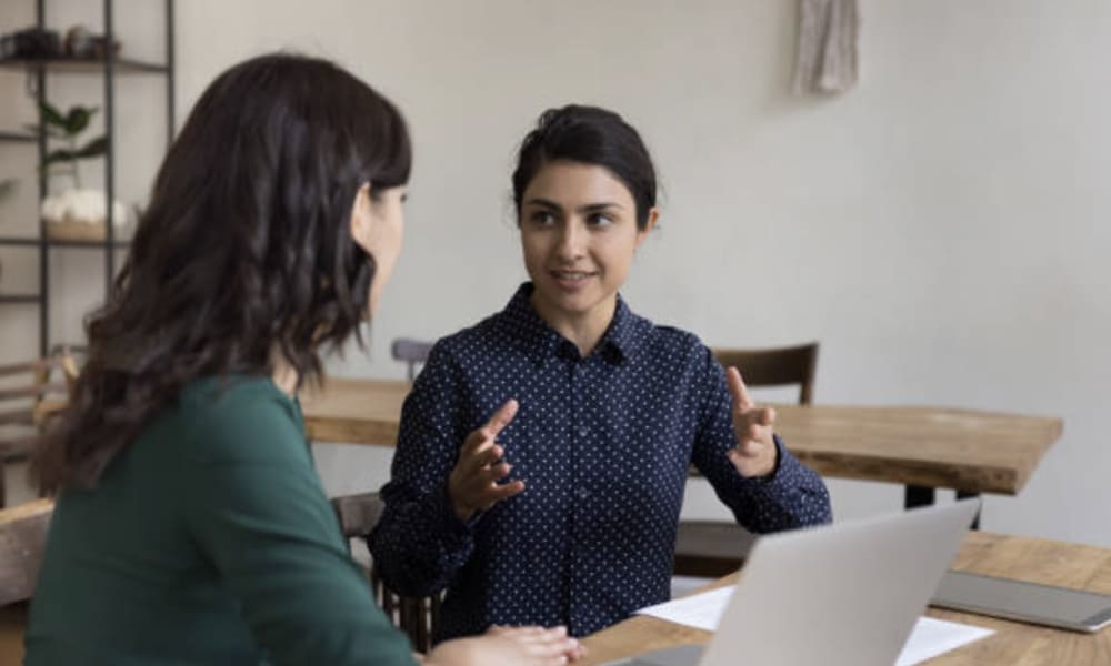 Therapist on a video call